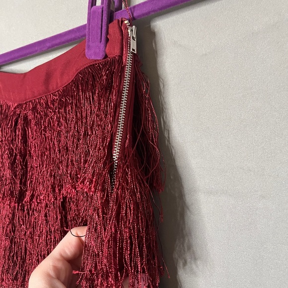 Lavish Alice Fringe Pants XS UK burgundy high waisted - Picture 7 of 10